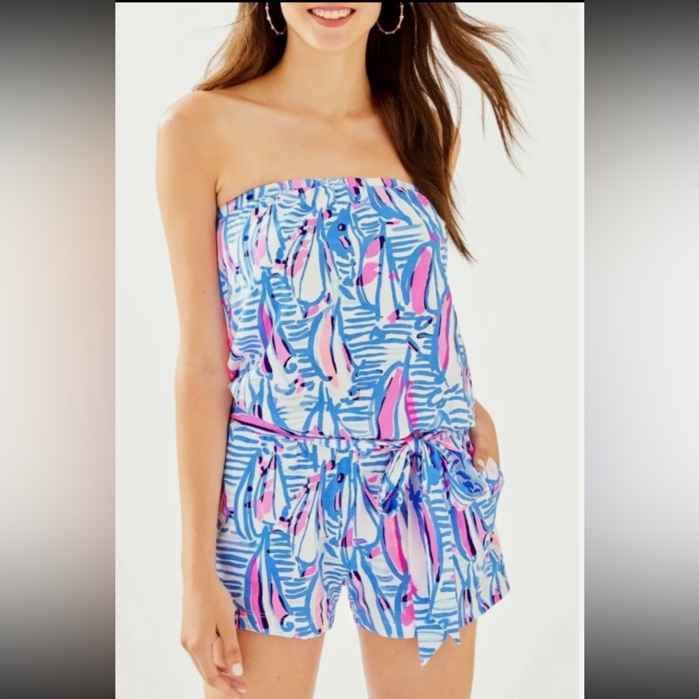 Lily Pulitzer Ritz Romper Red, Right, Return Size S